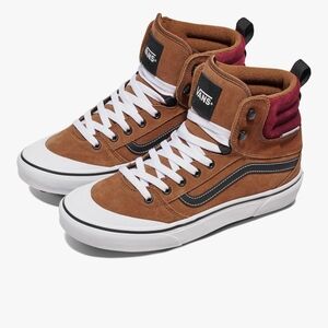 Vans Men's Tan and Burgundy High-Top Sneakers